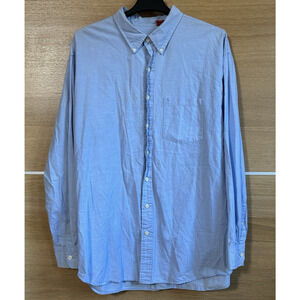 Izod Mens Sz 3XL 100% Cotton Long Sleeve Button Down Dress Shirt - light Blue